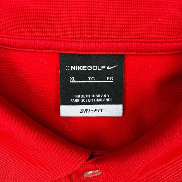 Nike Golf Shirt Mens Extra Large Red Dri Fit Short Sleeve Polo Golfer Casual Y2K - Picture 3 of 13